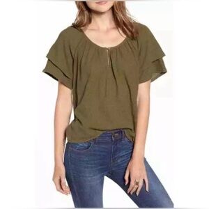 Madewell Texture & Thread Tiered-Sleeve Top, size M